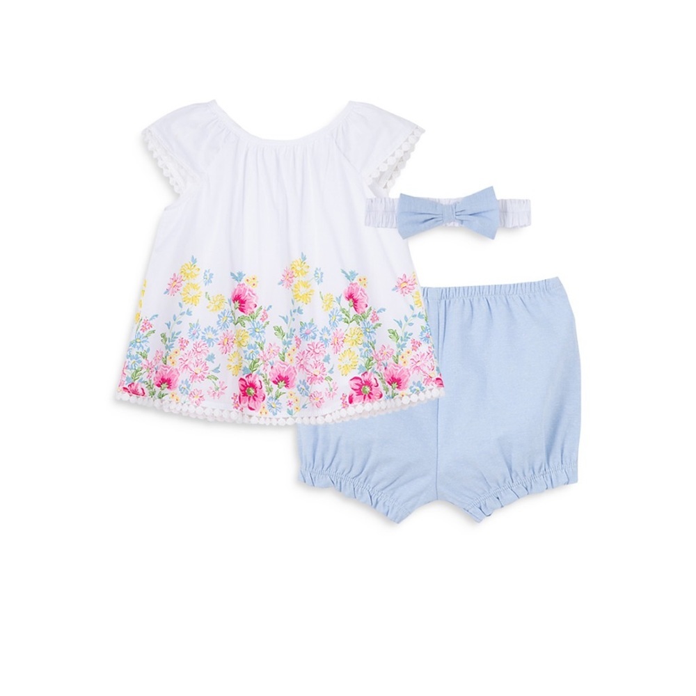 Little Me Girls' Floral 3-Piece Sunsuit Set - Baby 9 months